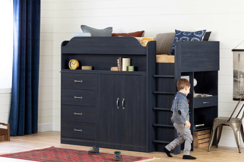 Loft bed with sale built in dresser